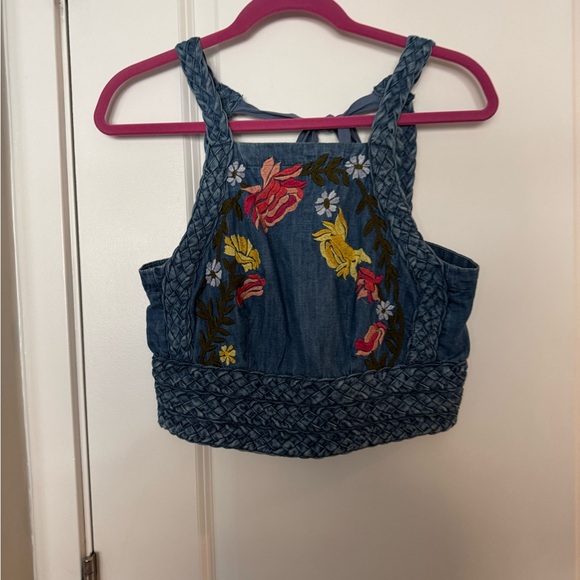 Pilcro Denim Tank with Floral Embroidery - Picture 3 of 6